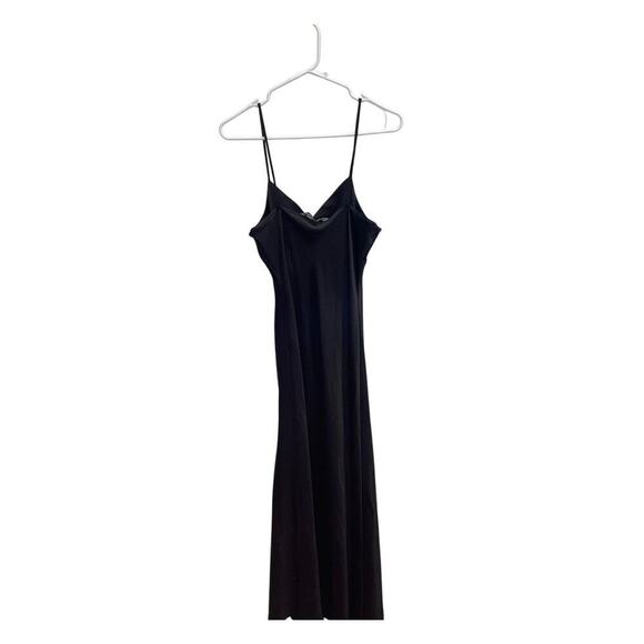 Womens‎ S Zara Black Satin Slip Maxi Dress Spaghetti Strap Side Slit Festival - Picture 5 of 6